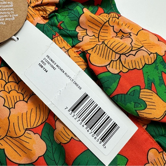 New! Mini Rodini 8/9 peonies woven ruffle dress - Picture 6 of 7